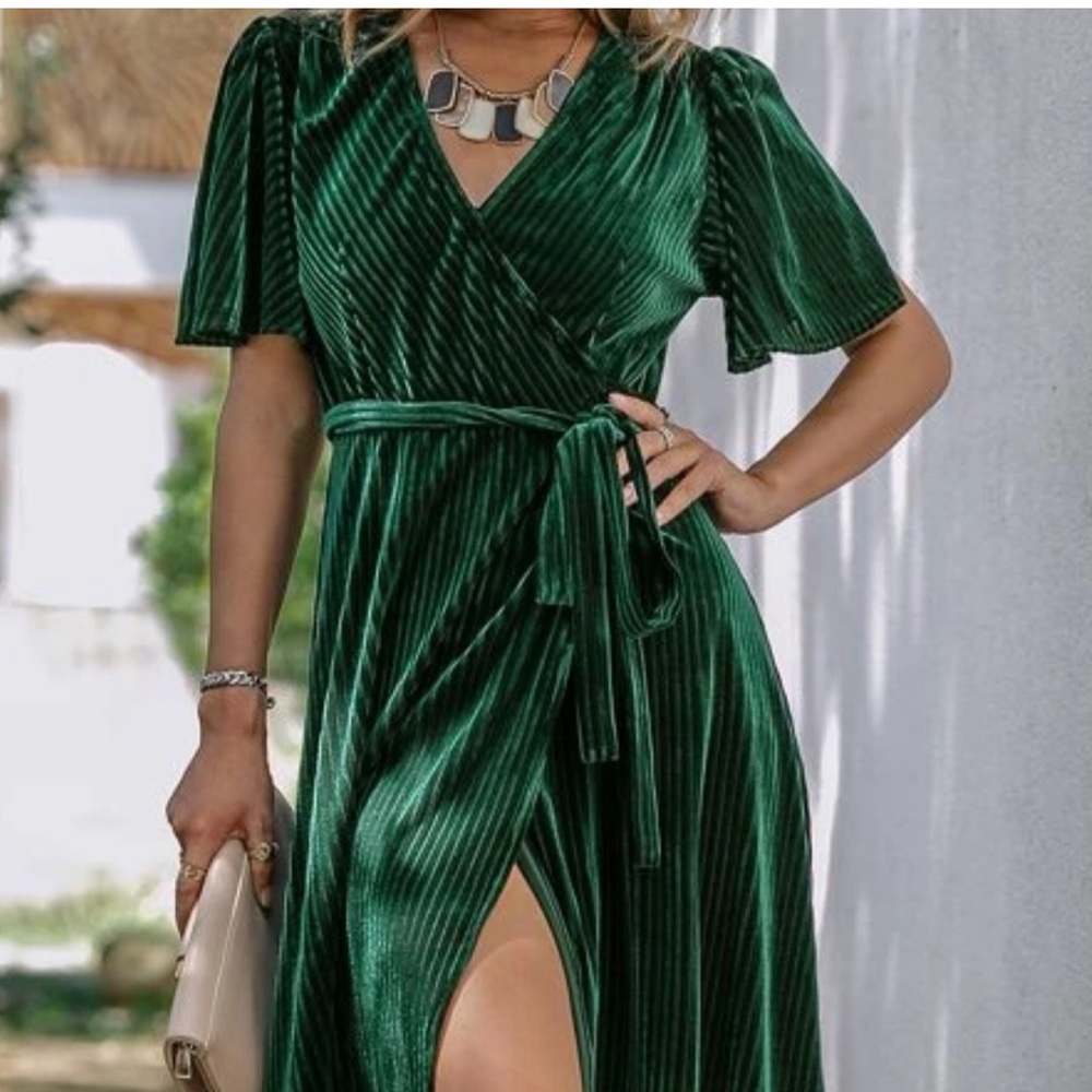 Shein new 2XL green dress velvet